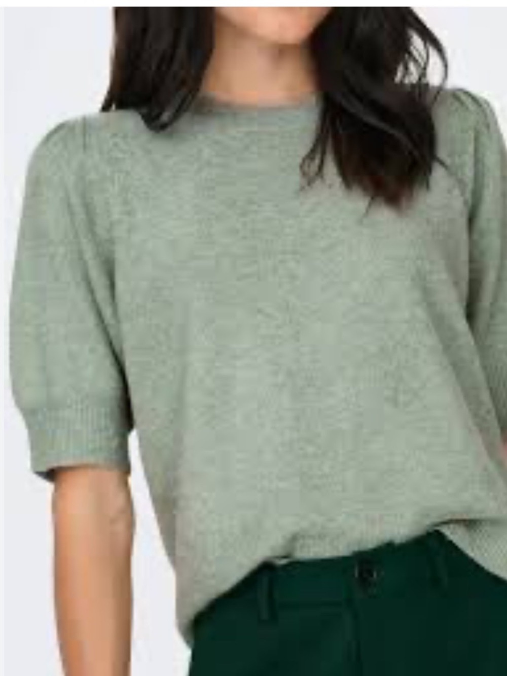 Rachel Zoe Short-Sleeve Crew Sweater in Sage Green